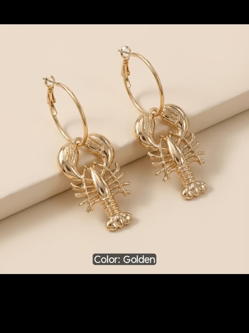 Golden Lobster Hoop Drop Earrings - Women Jewelry